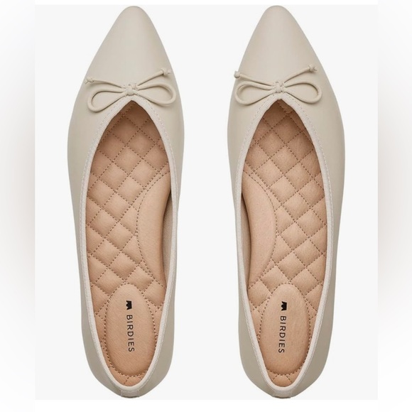 BIRDIES THE GOLDFINCH BOW LEATHER ECRU FLATS 9.5 - Picture 3 of 12